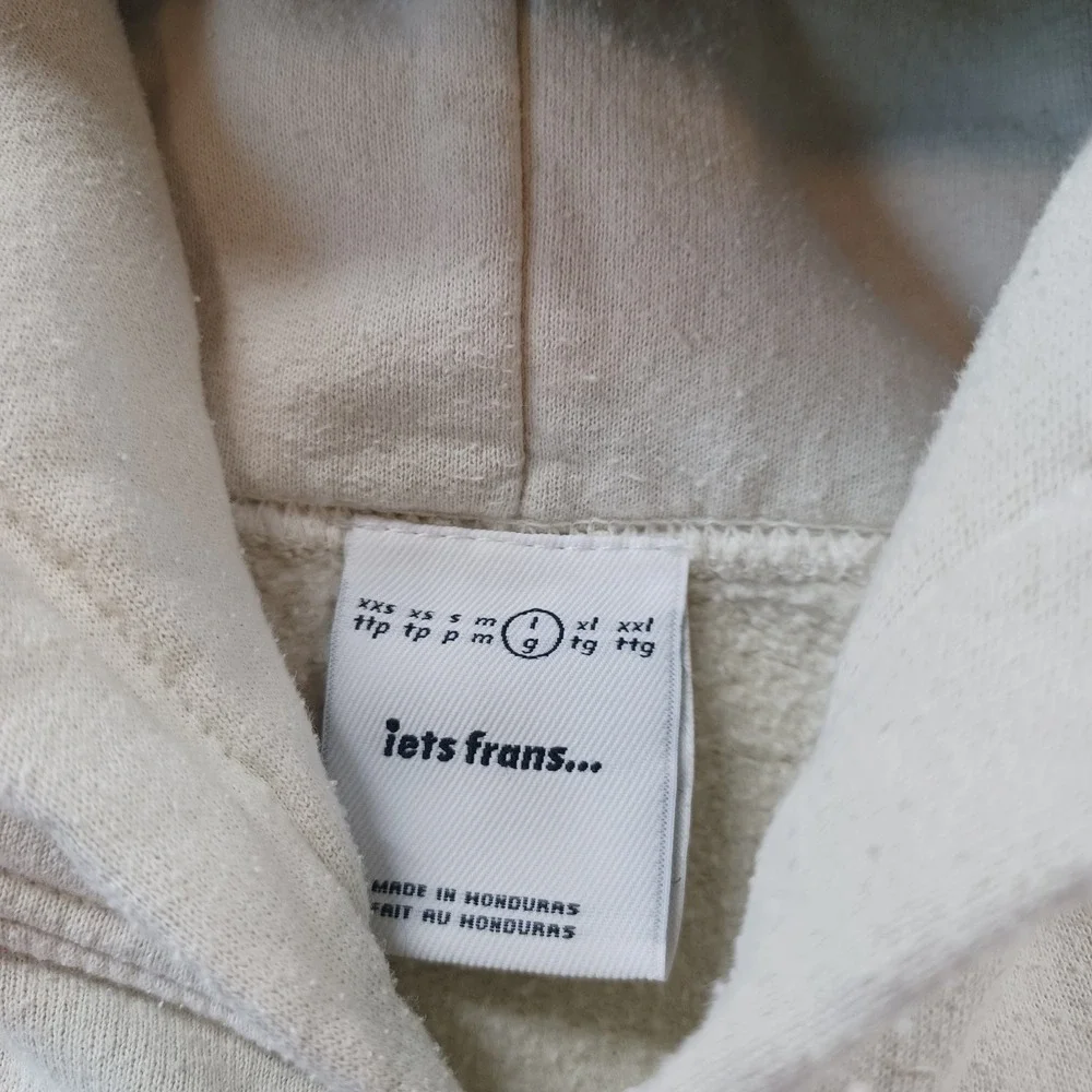 iets frans‎ Hoodie Mens Large Beoge Embroidered Brushed Surface Stretch Casual